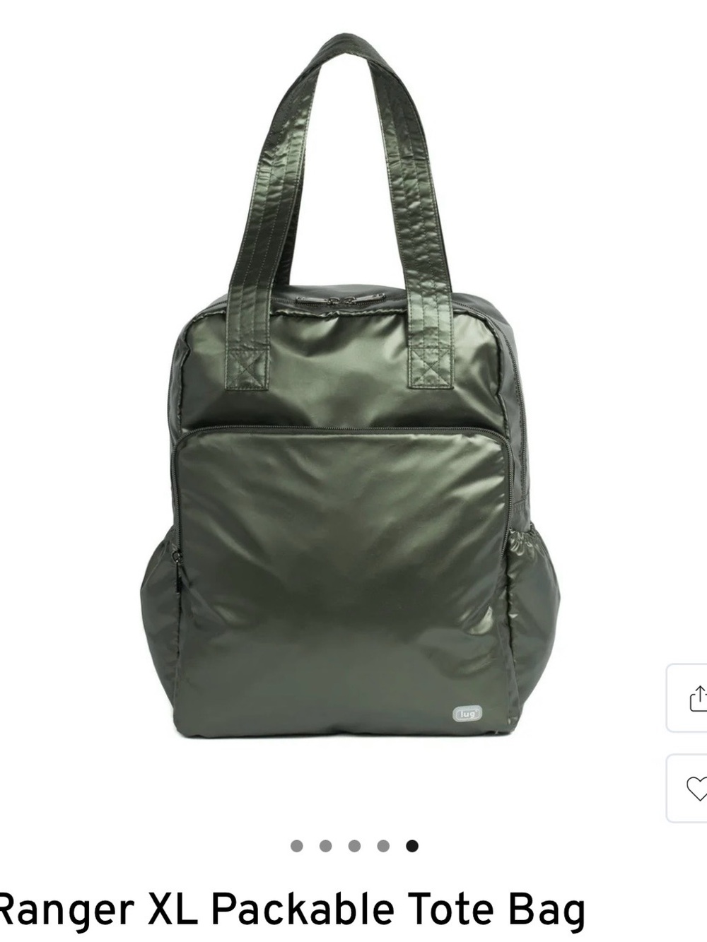 NWT- lug Ranger XL Packable Tote Bag - Metallic Olive